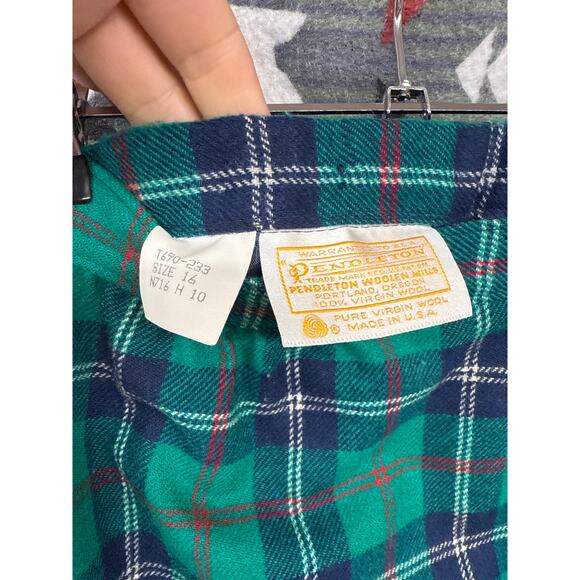 Pendleton Pencil Skirt Tartan Plaid Scottish Wool 16 Vintage Academia Green - Picture 5 of 6